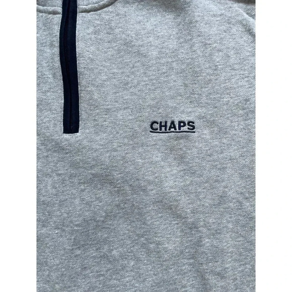 Chaps Men’s Quarter Zip Pullover Sweatshirt Gray Blue XXL - Picture 5 of 9